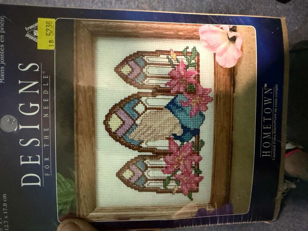 Designs for the Needle Cross Stitch Kit Praying Hands Flowers